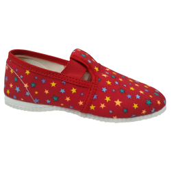 gumičkové papučky červene hviezdy