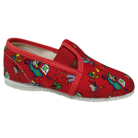 gumičkové papučky červene pirati