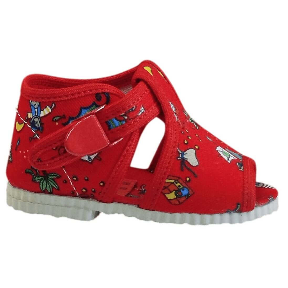 Otvorené detské papučky s klipom piráti